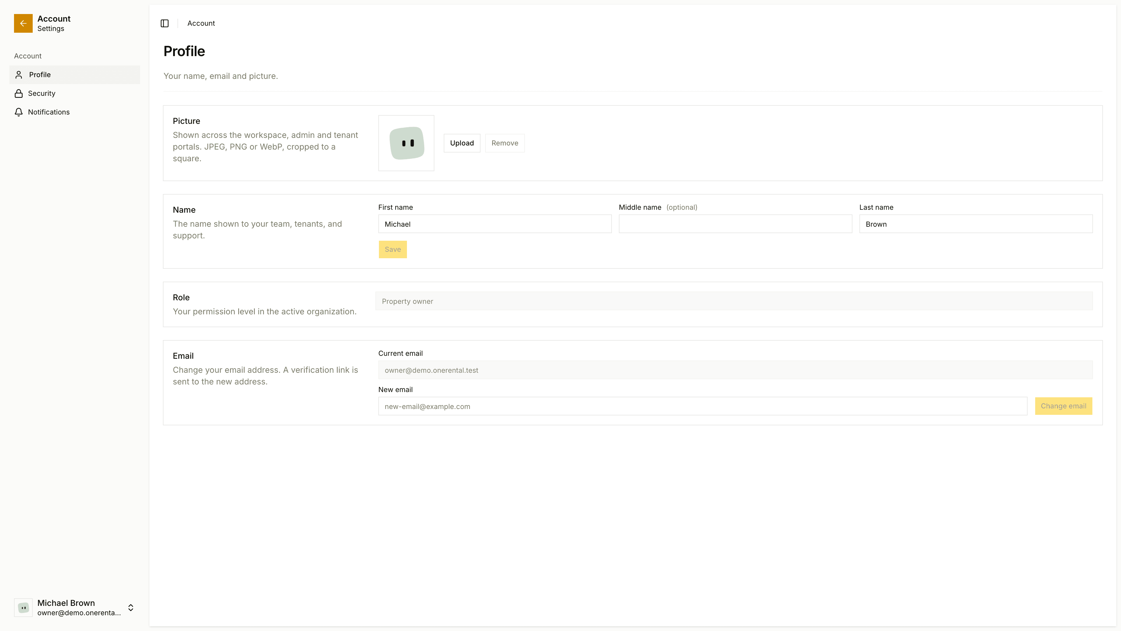 The Profile page