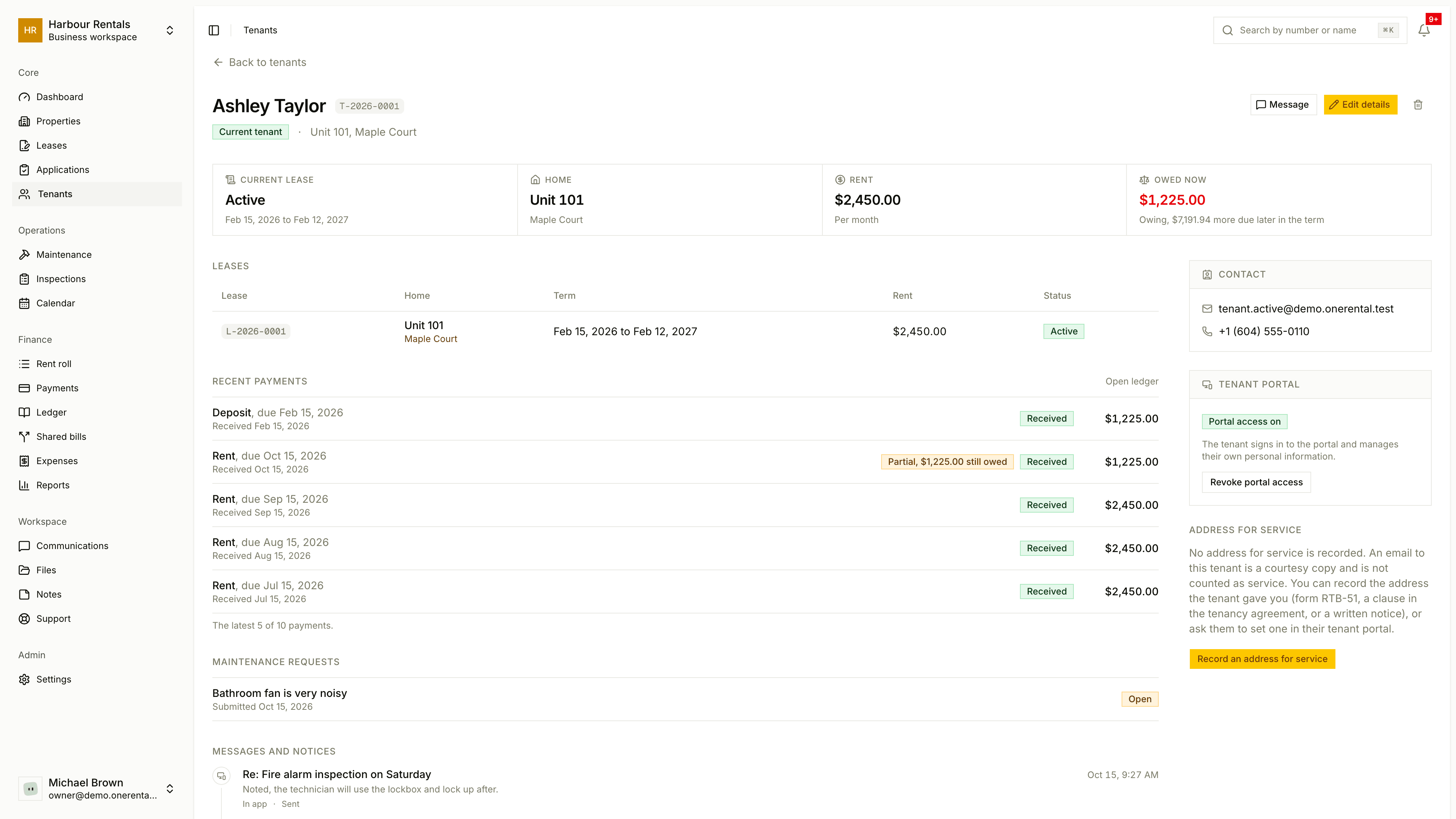 A tenant page