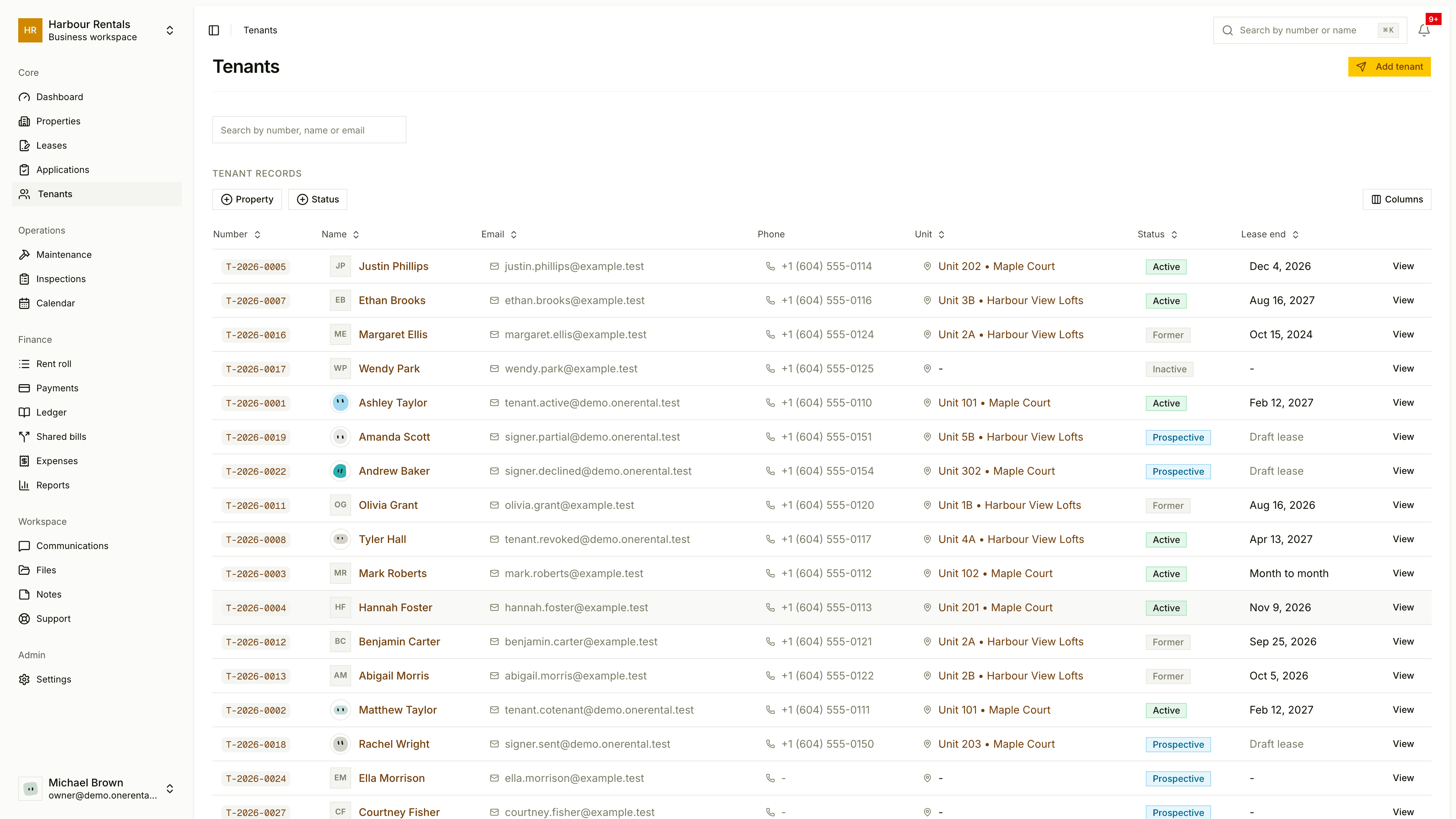 The tenant directory